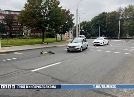 В Минске Lada сбила 34-летнего самокатчика на перекрестке Брилевской и Вирской