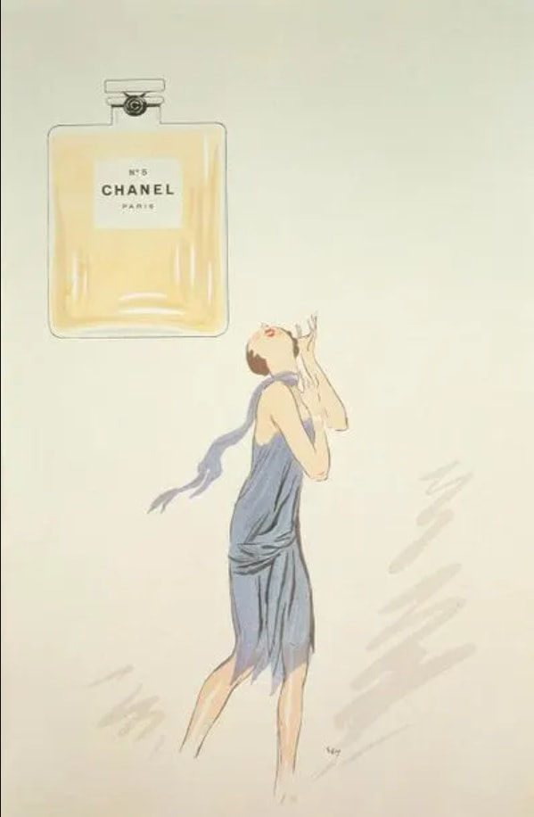 Первое известное изображение парфюма CHANEL N°5, созданное известным художником-графиком той эпохи Семом в 1921 году