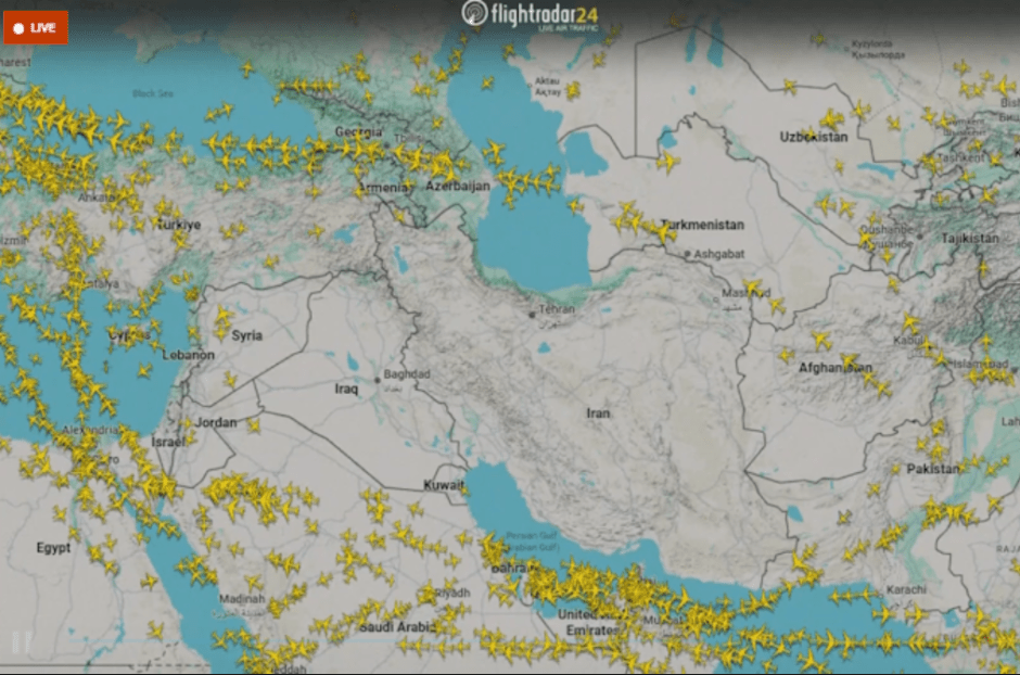 самолеты облетают Иран