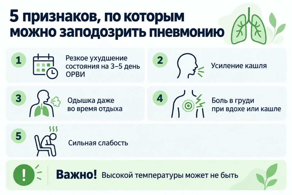 Признаки пневмонии