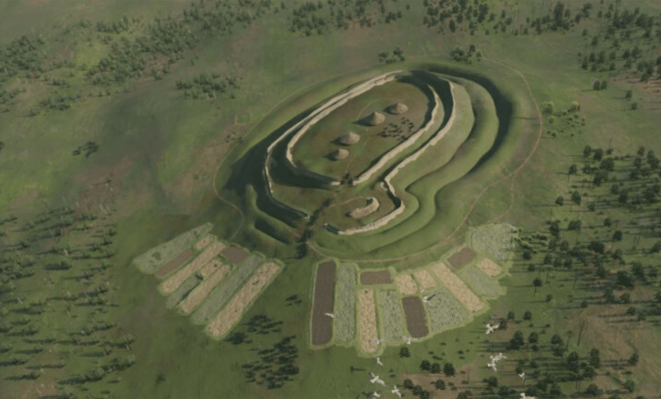 Форт Брокси Кеннелс, как он мог выглядеть около 450 г. до н.э. © GUARD Archaeology Ltd