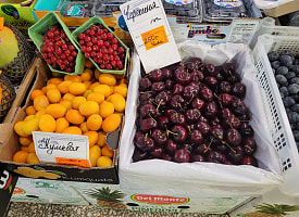 Топ дорогих и экзотических фруктов и ягод на Комаровке: черешня по 250 рублей, каштаны по 30…