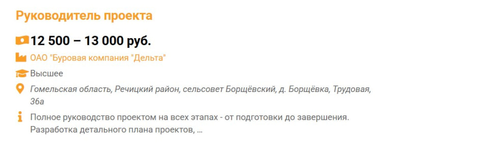 Руководитель проекта Гомельская область