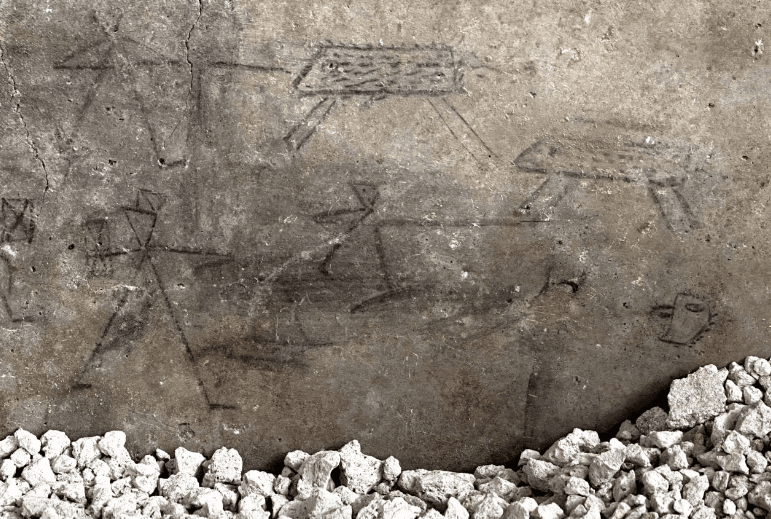 В Помпеях обнаружили детские рисунки гладиаторов – оставили и свои ладошки.PNG