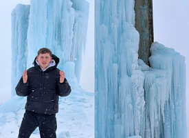 “Такого я еще не видел” – Огромную глыбу льда заметили под Молодечно