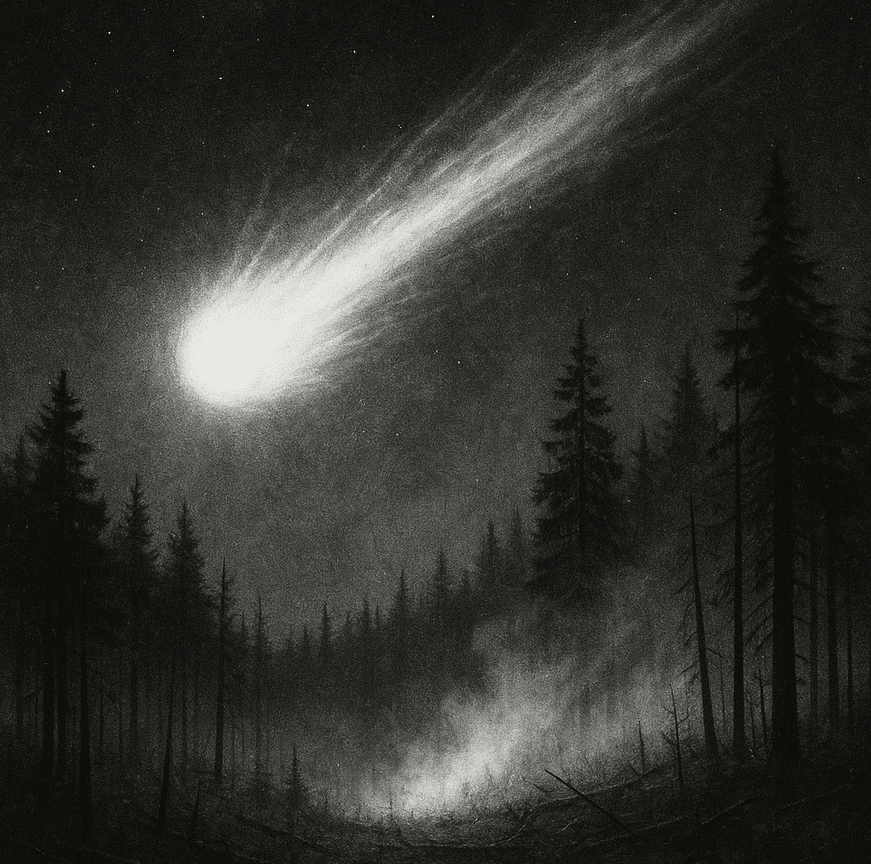 Тунгусский метеорит, иллюстрация сгенерирована ИИ