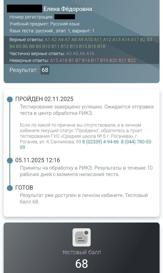 Результаты РТ