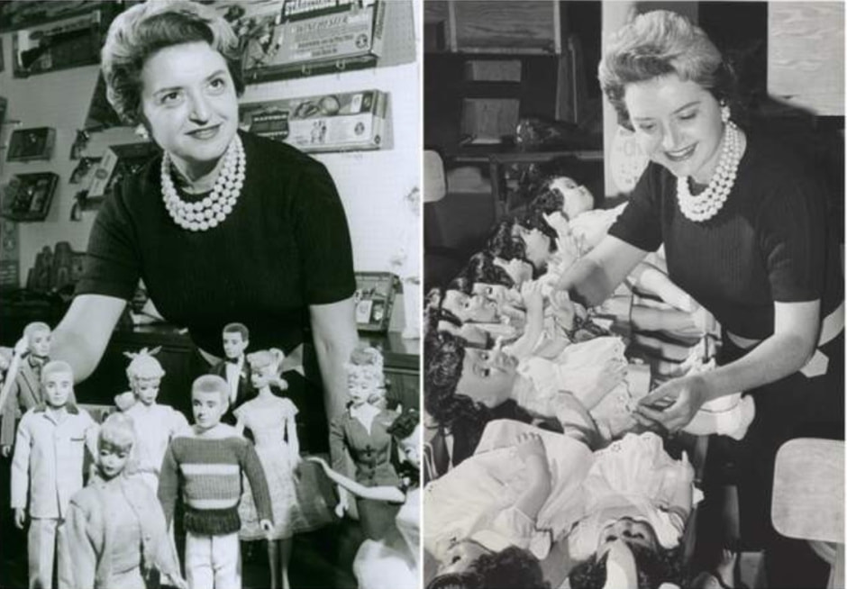 Рут Хэндлер со своими творениями - Барби, Кен и Болтливая Кэти