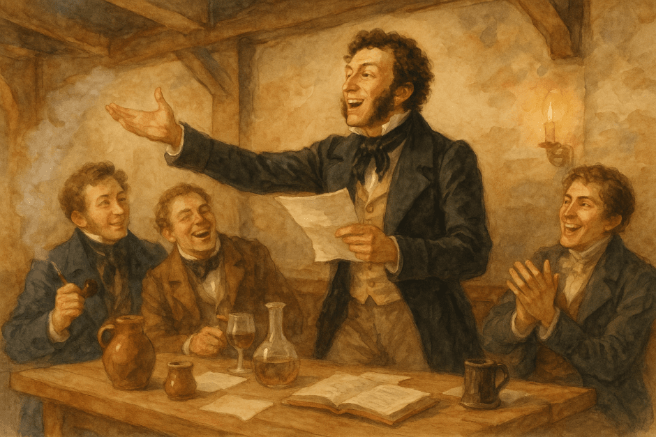 Пушкин читает стихи друзьям